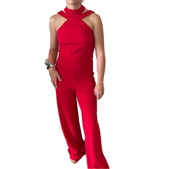 bebe Pants - Bebe Red Jumpsuit with Halter Style Top - Great for Valentine’s Day ❤️